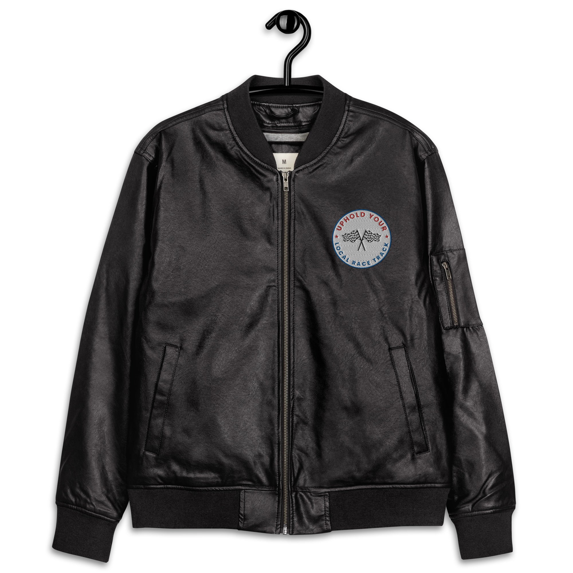 LOCAL RACE TRACK LEATHER BOMBER JACKET