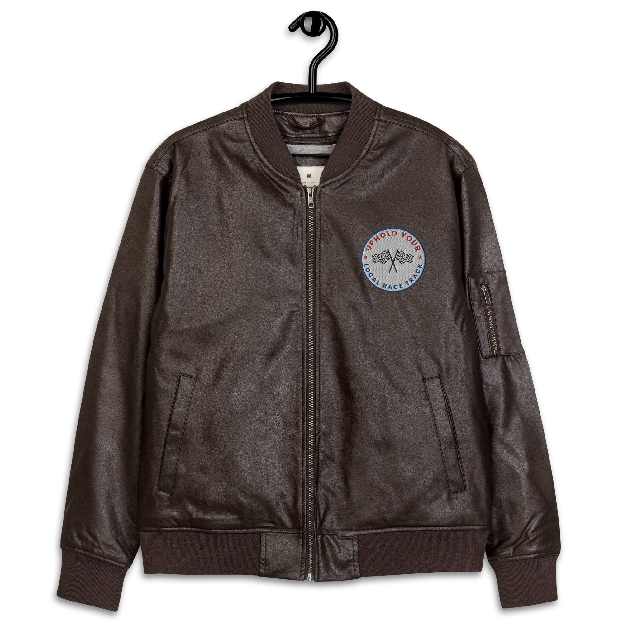 LOCAL RACE TRACK LEATHER BOMBER JACKET
