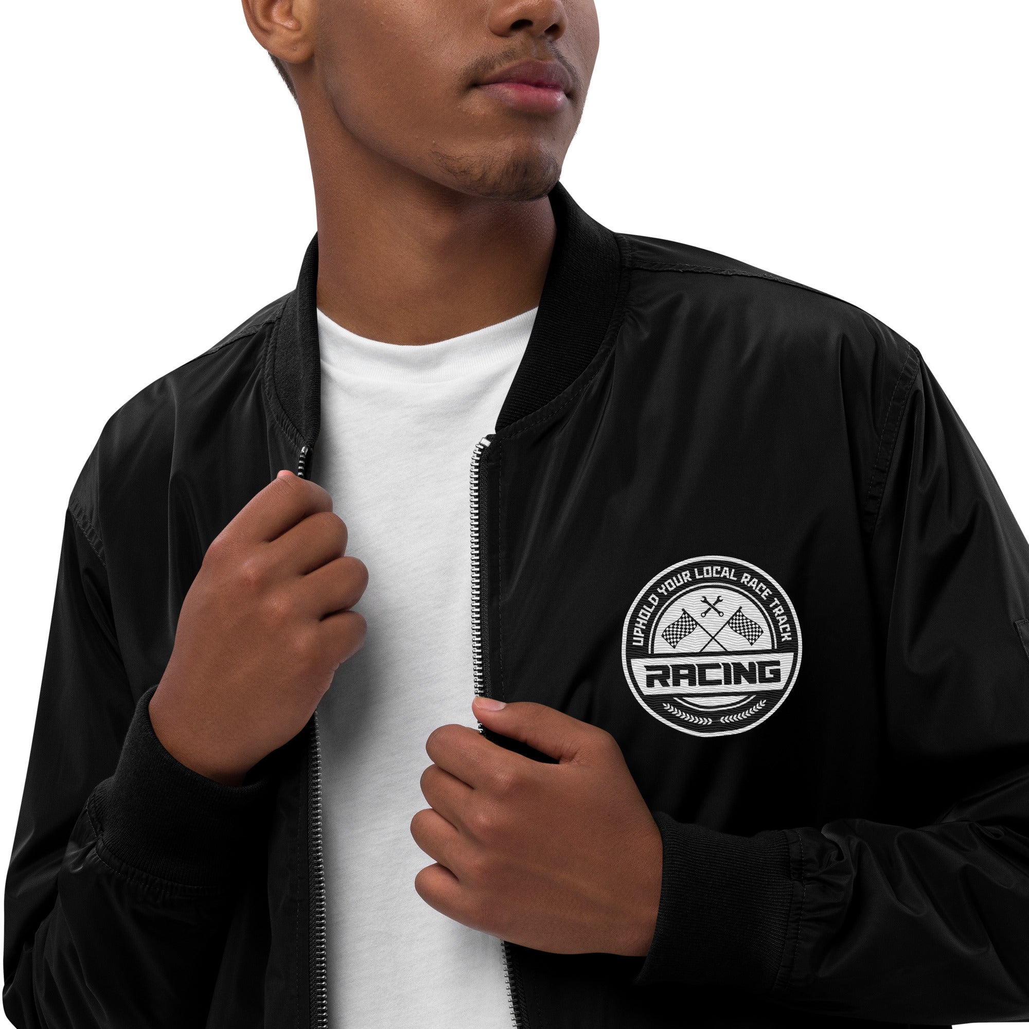 CAR RACING FLAGS PREMIUM BOMBER JACKET