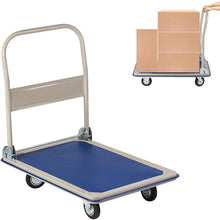 Heavy Duty Hand Truck Folding Platform Cart Moving Push Flatbed Dolly Cart - Blue A