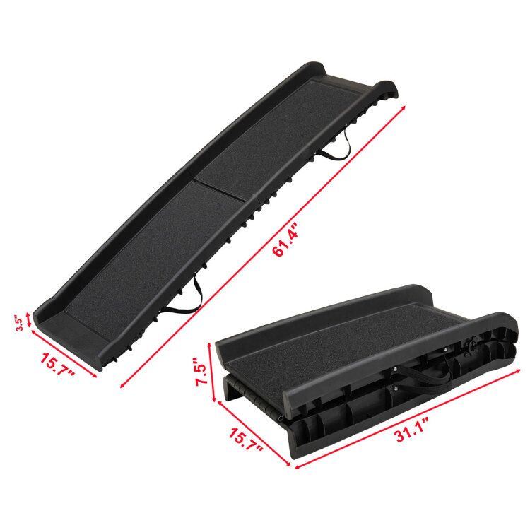 Portable Foldable Pet Ramp Climbing Ladder Suitable For Off-road Vehicle Trucks - Black - Black