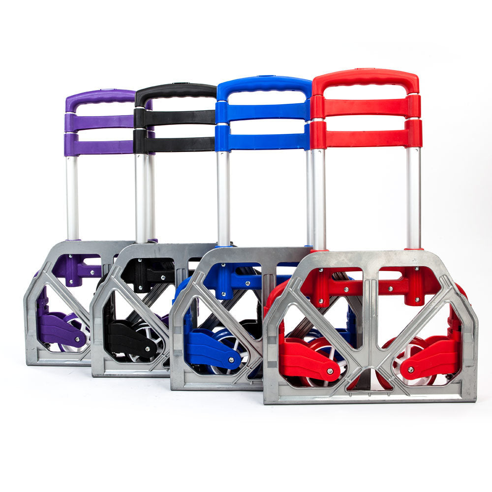 Portable Aluminium Cart Folding Dolly Push Truck Hand Collapsible Trolley Luggage Purple - Purple