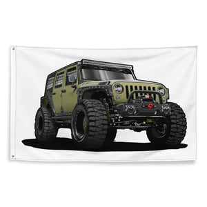 JEEP GREEN SUV CAR FLAG