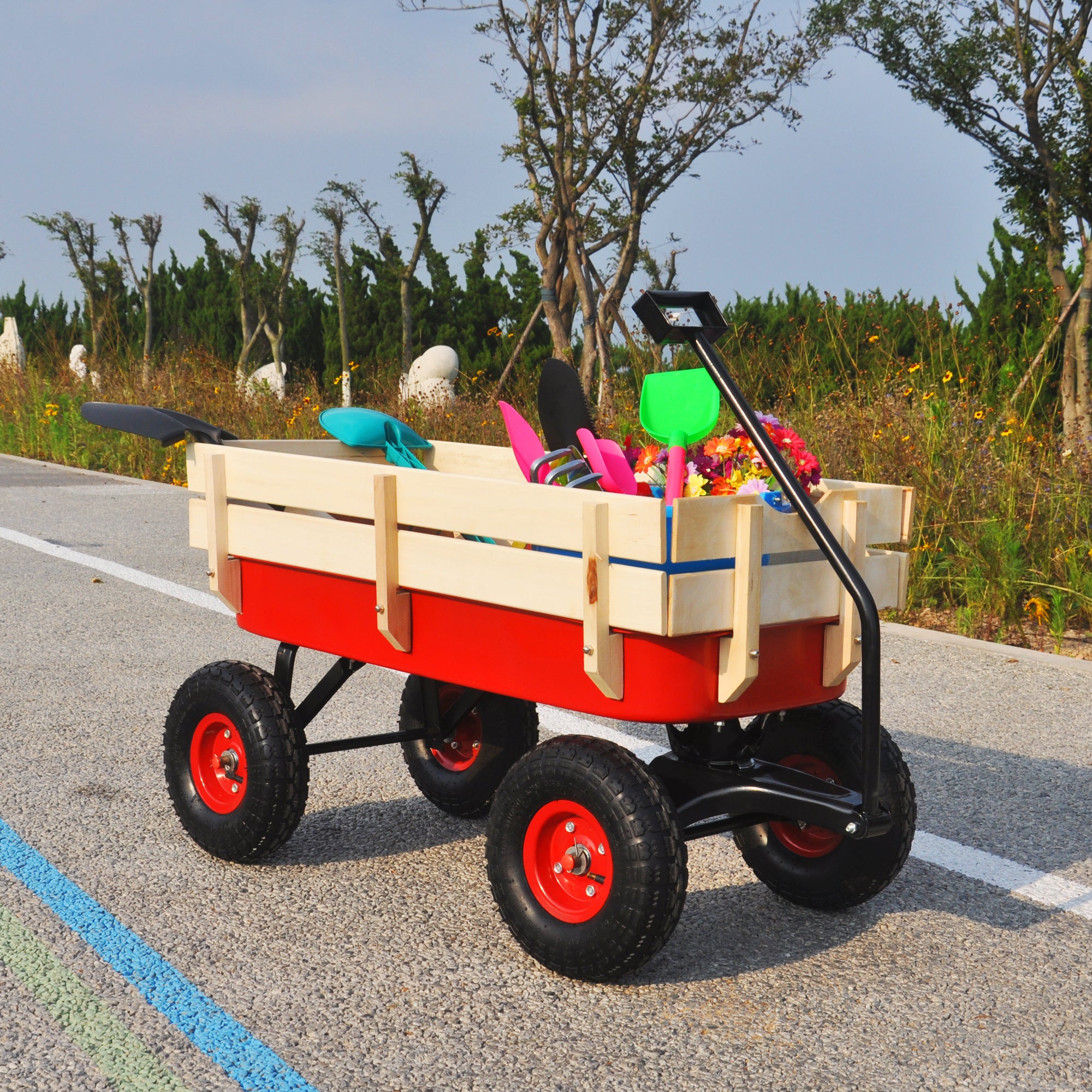 Outdoor Pulling Garden Wagon Cart