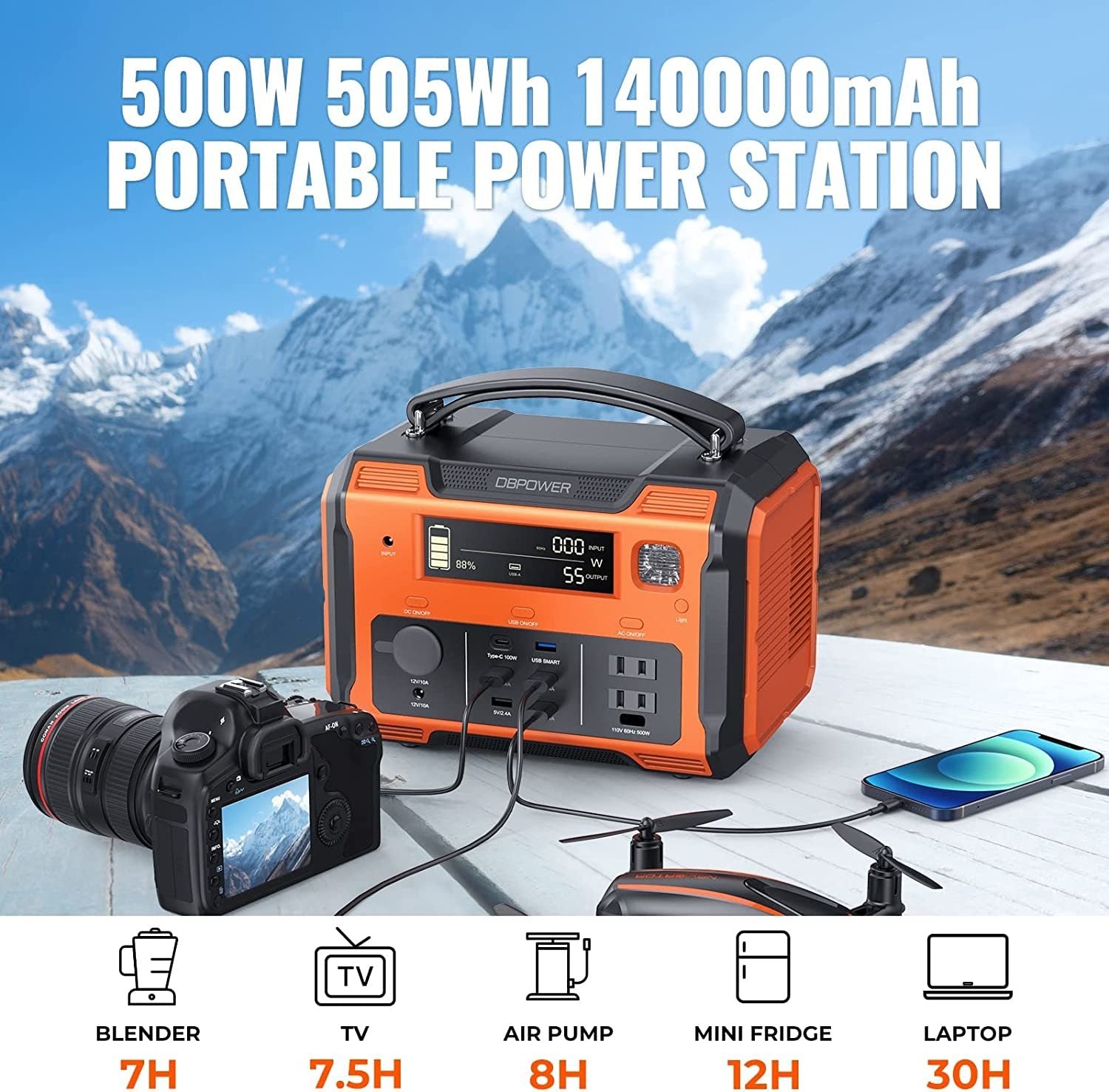 505Wh 500W Portable Power Station