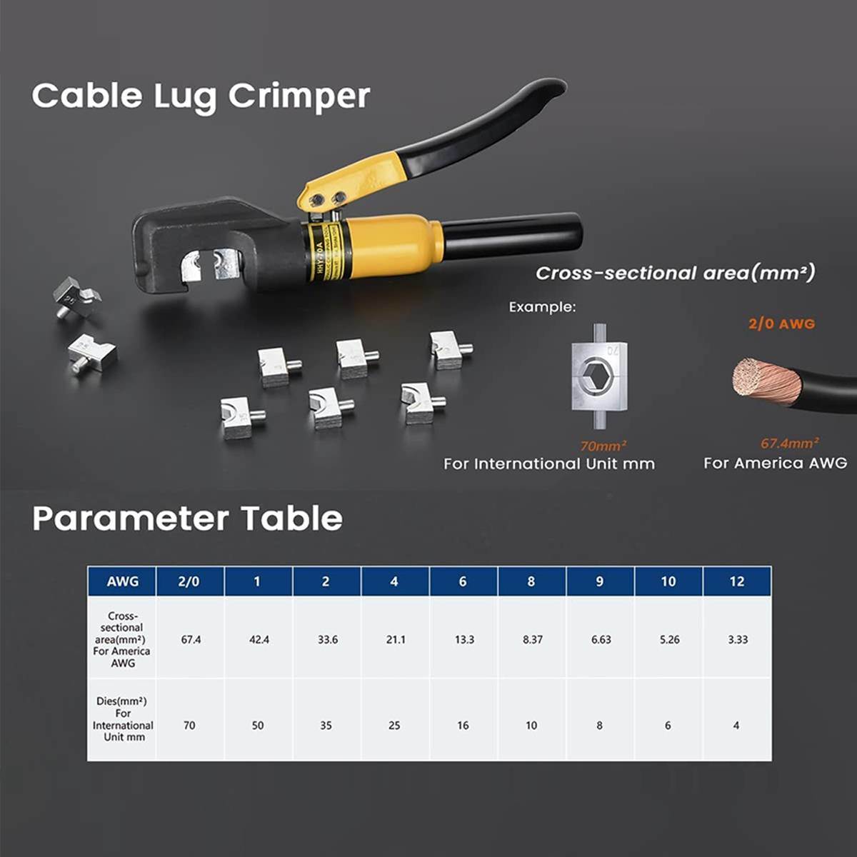 10 Ton Hydraulic Crimper with 9 Dies