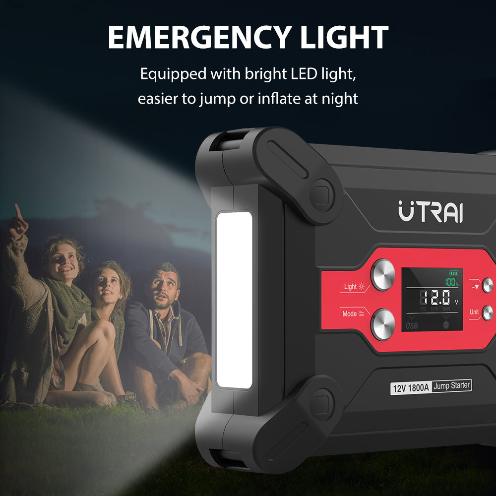 1800A Car Battery Starter with 120PSI Digital Tire Inflator