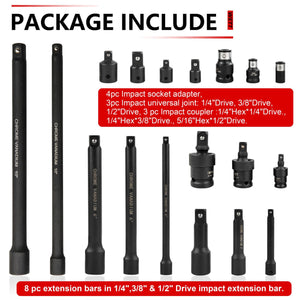 18Pcs Impact Extension Socket Set