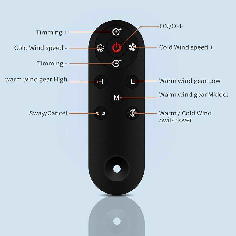 120° Oscillating Bladeless Fan Electric Heater with Remote Control