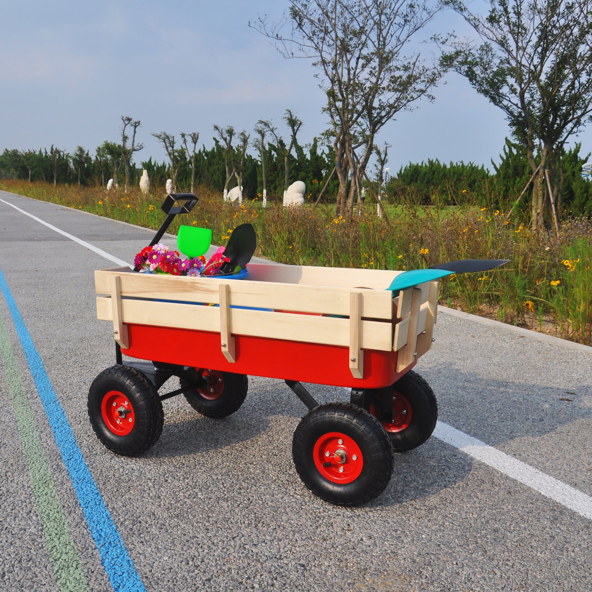 Outdoor Pulling Garden Wagon Cart