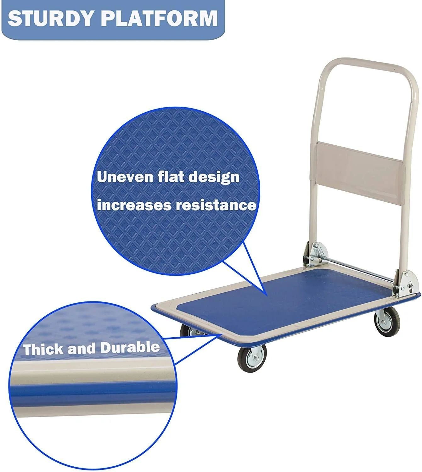 Platform Hand Truck Cart with 4 Wheels