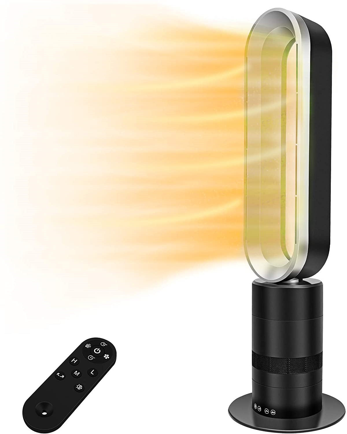 120° Oscillating Bladeless Fan Electric Heater with Remote Control