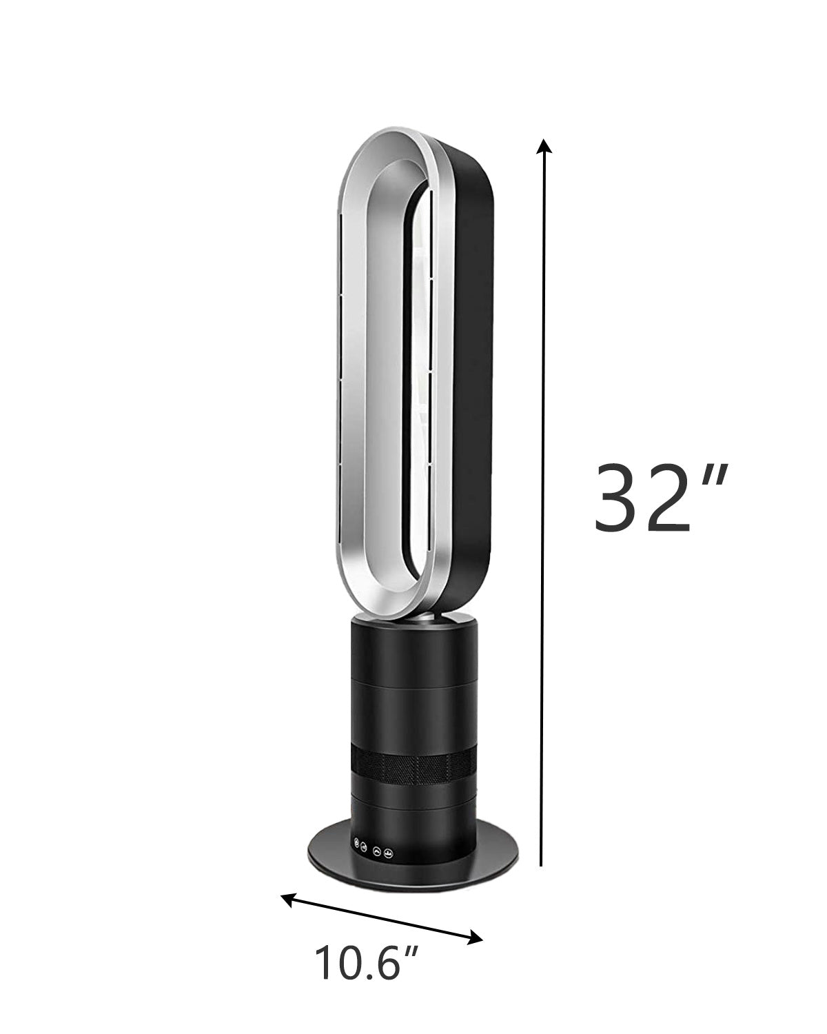 120° Oscillating Bladeless Fan Electric Heater with Remote Control