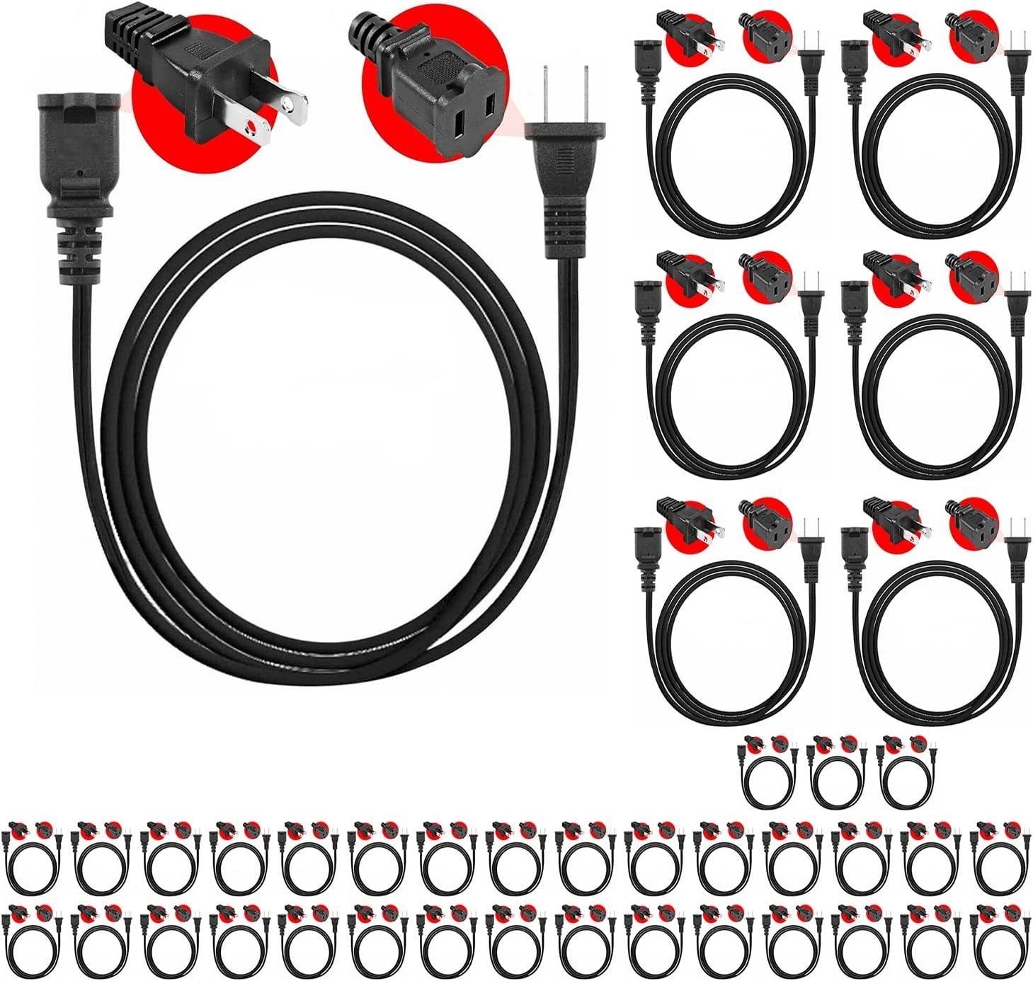 2-Prong Male-Female Extension Power Cable