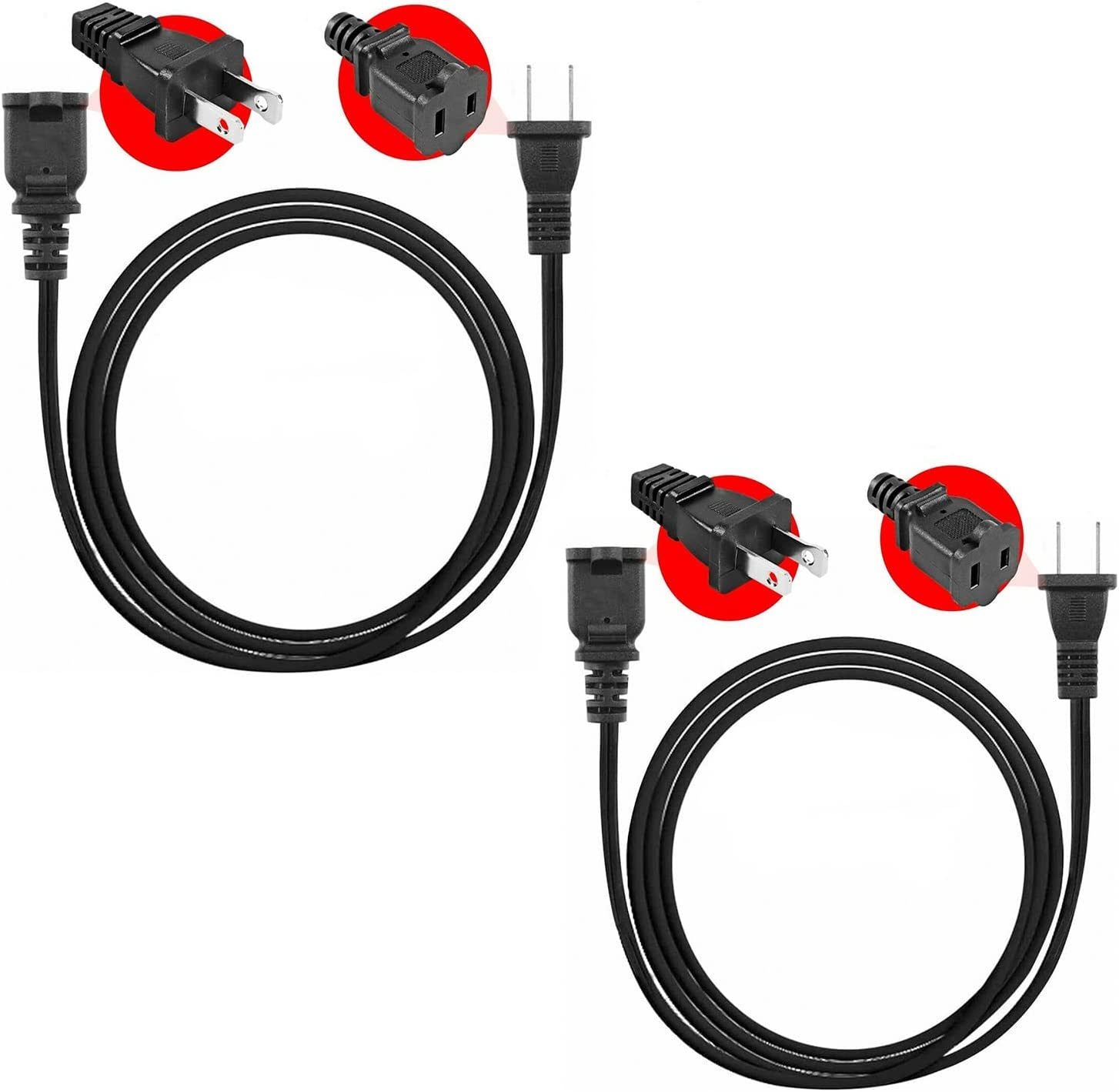 2-Prong Male-Female Extension Power Cable