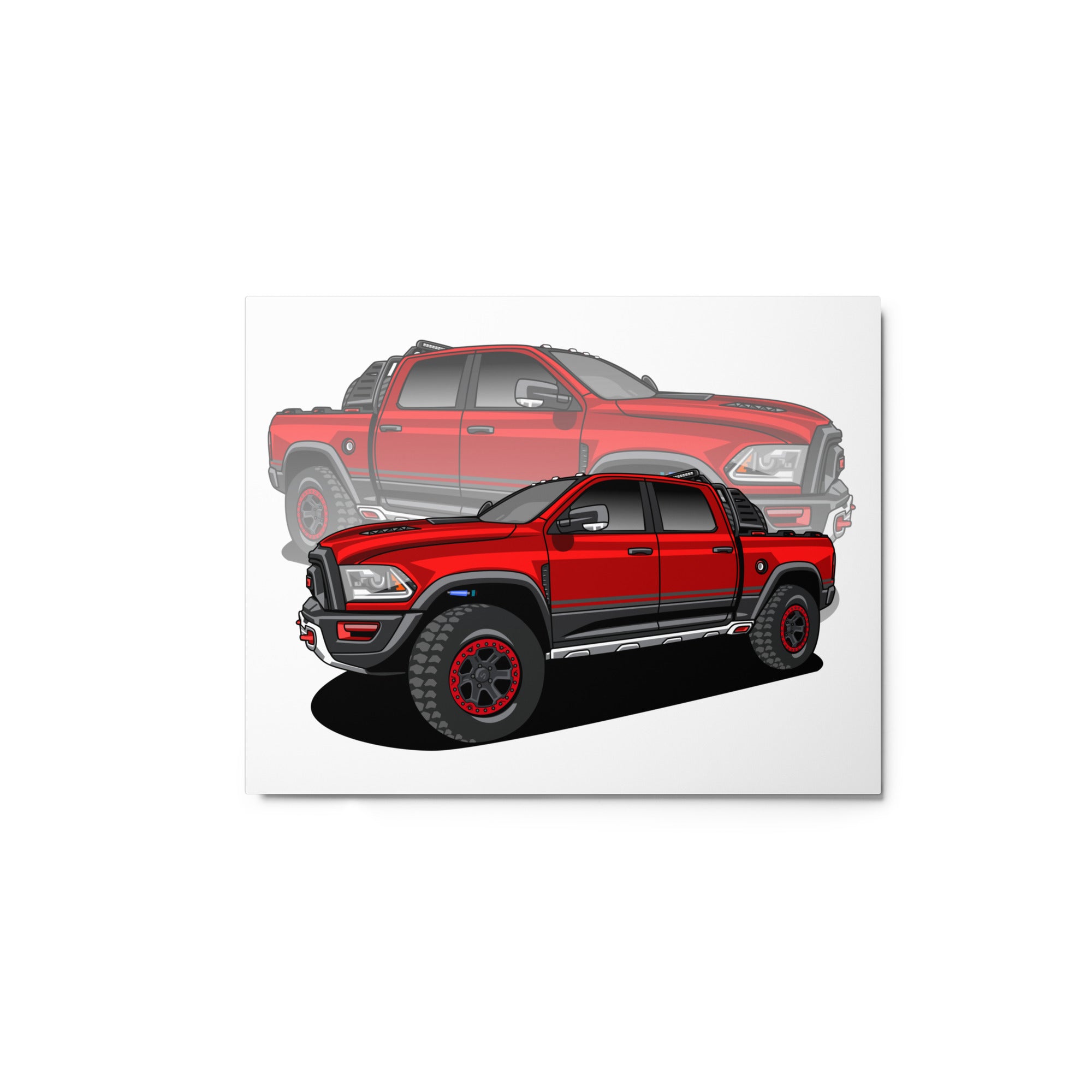 RAM RED TRUCK REFLECTION METAL PRINTS