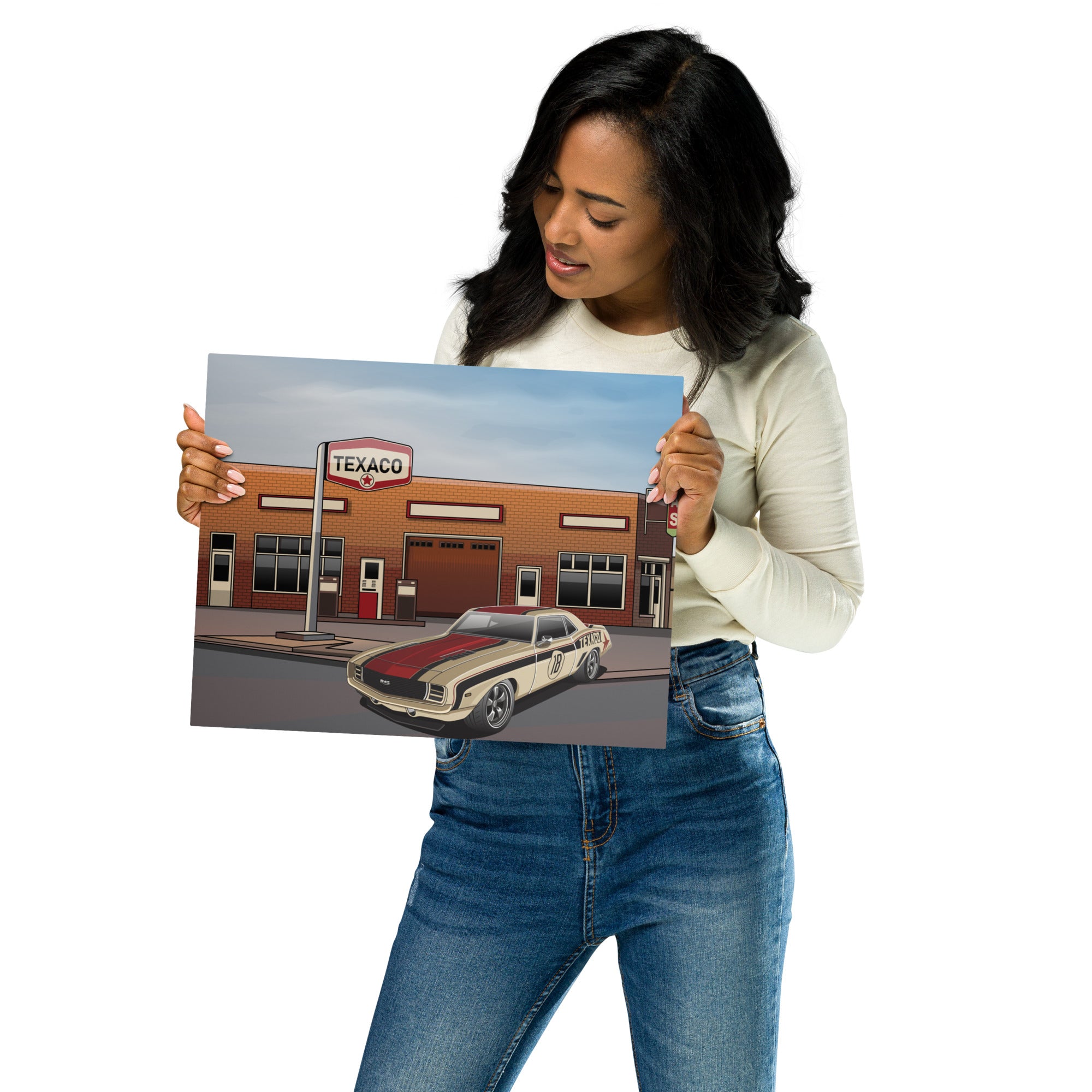 TEXACO CAMARO GAS STATION METAL PRINTS