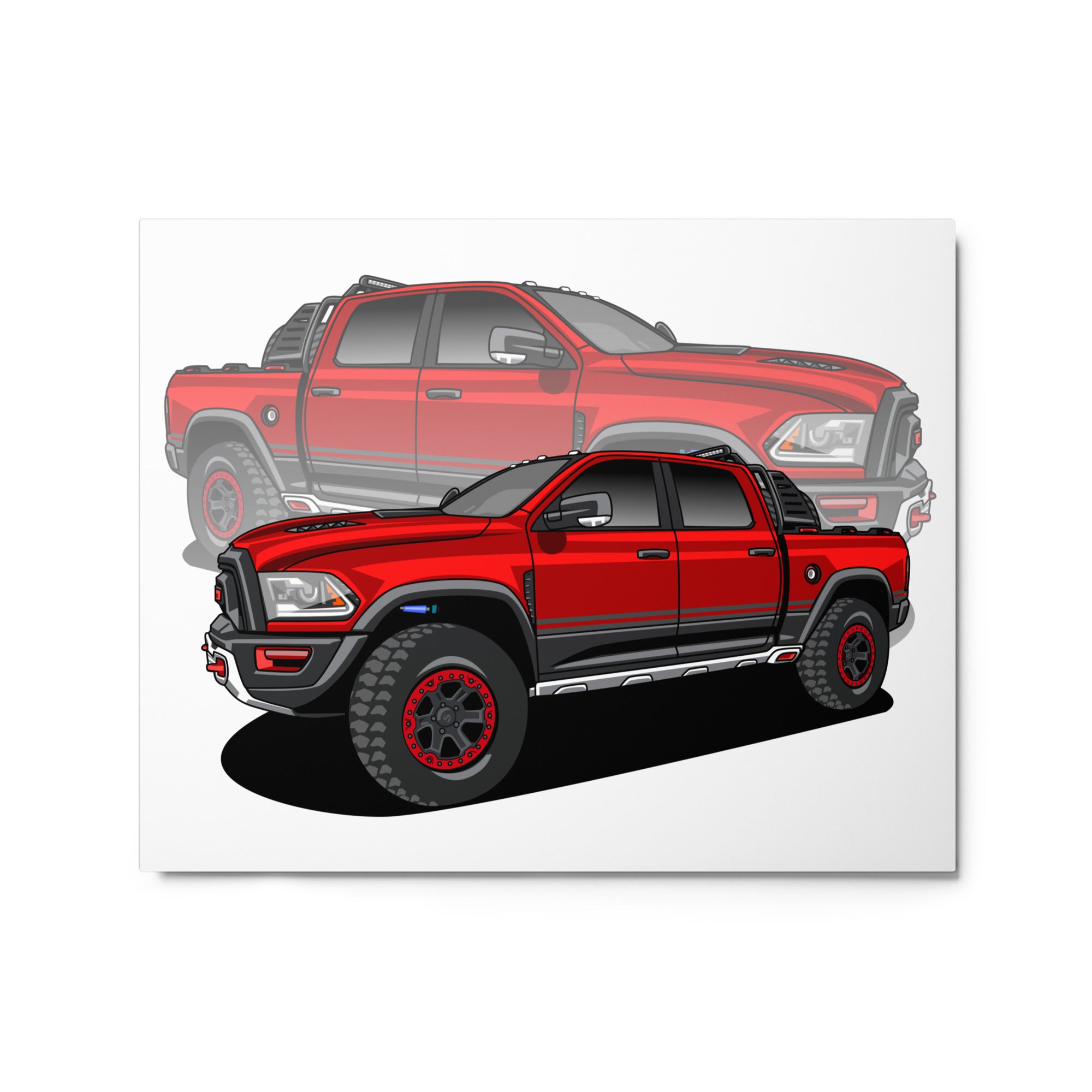 RAM RED TRUCK REFLECTION METAL PRINTS