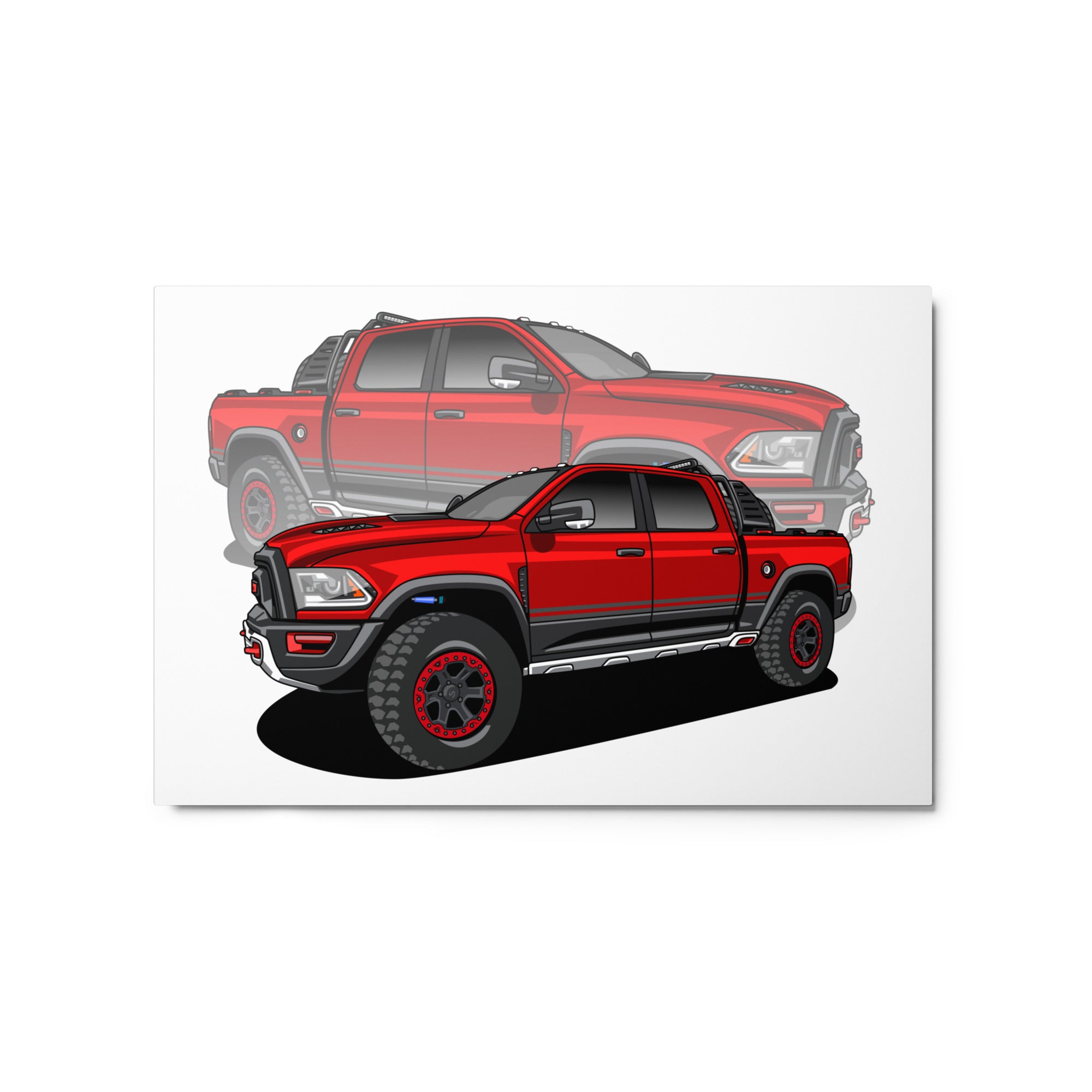 RAM RED TRUCK REFLECTION METAL PRINTS