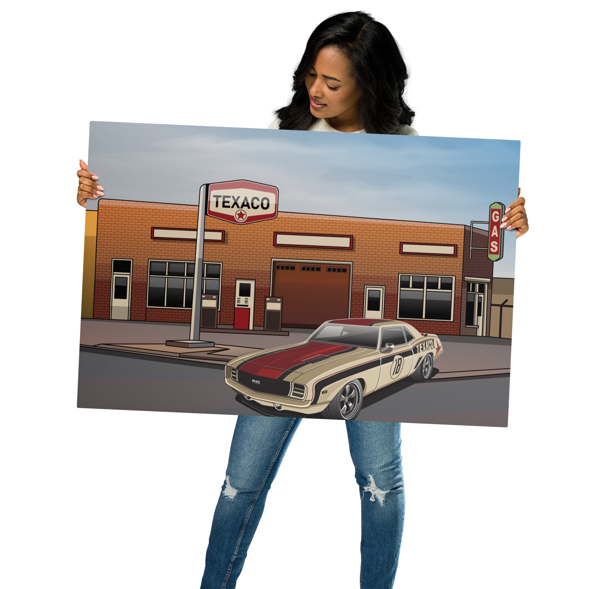 TEXACO CAMARO GAS STATION METAL PRINTS
