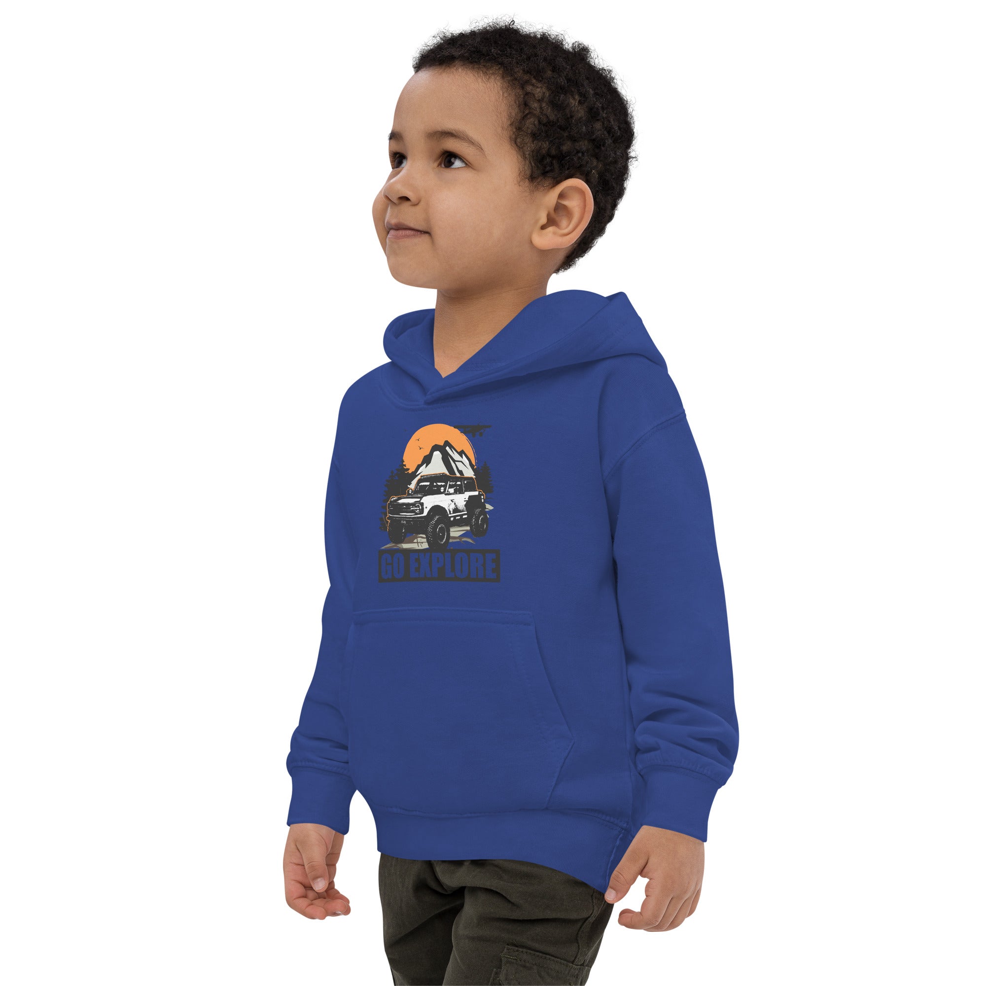 WHITE BRONCO SUNSET MOUNTAIN KIDS HOODIE