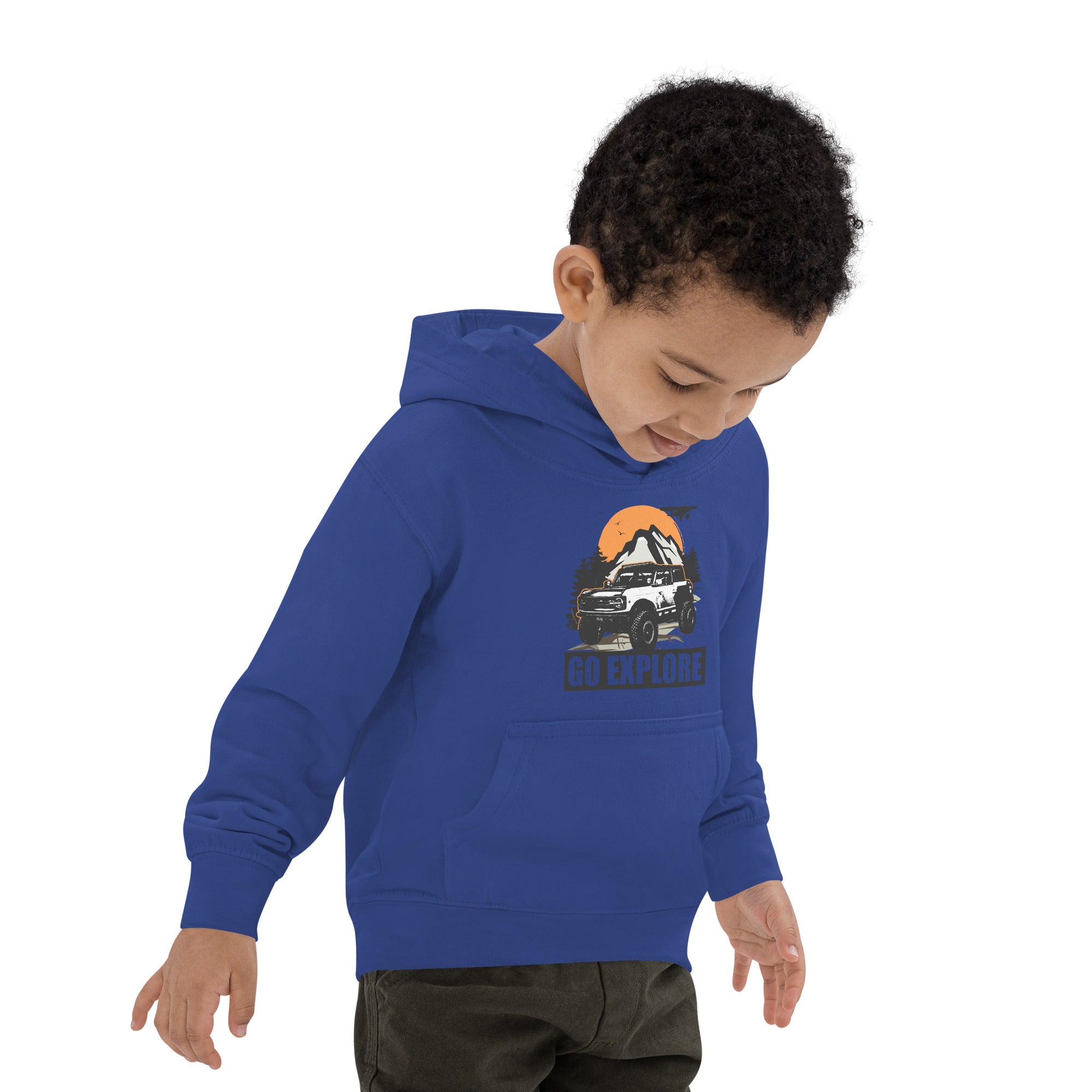 WHITE BRONCO SUNSET MOUNTAIN KIDS HOODIE
