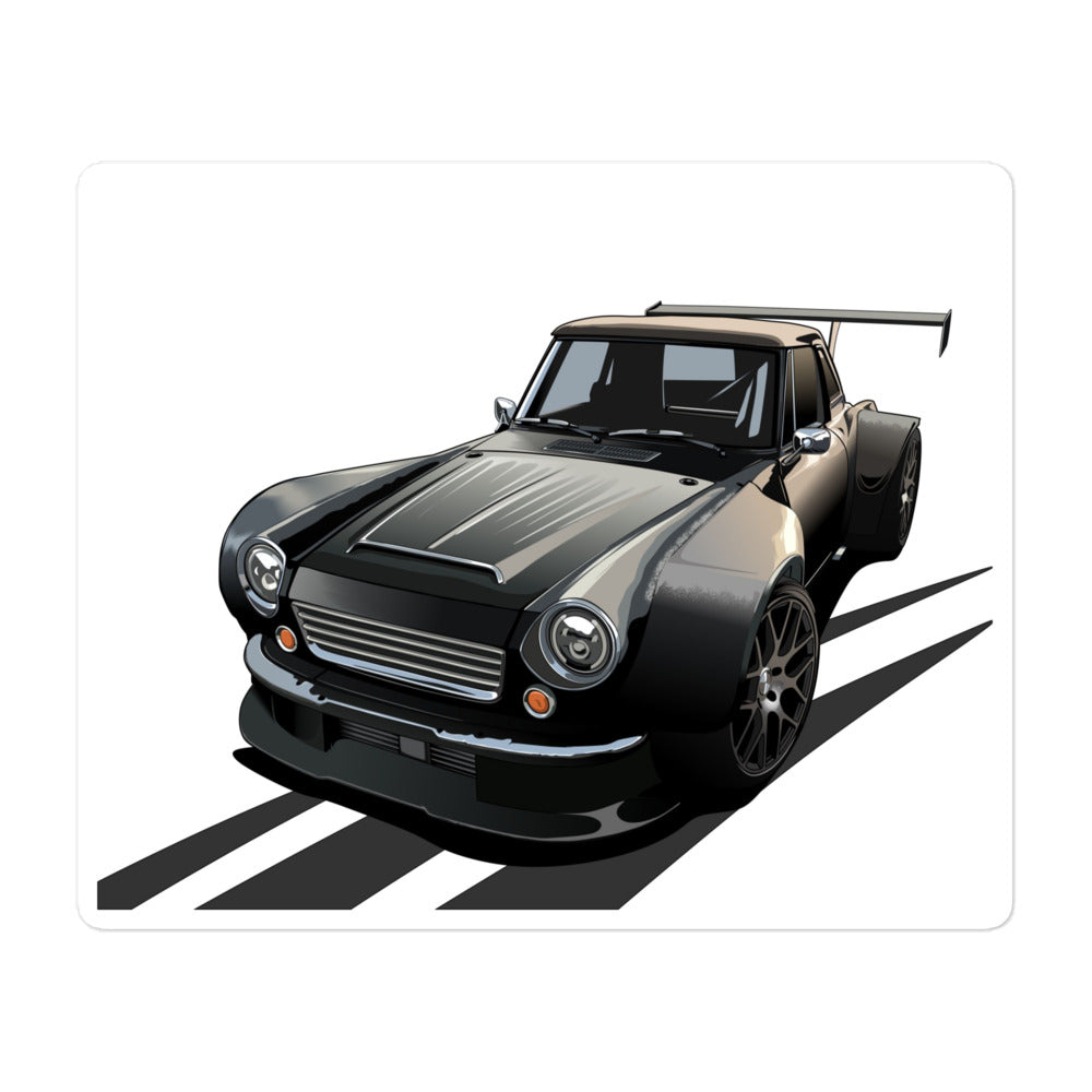 DIRTY DATSUN CAR ON ROAD STICKER