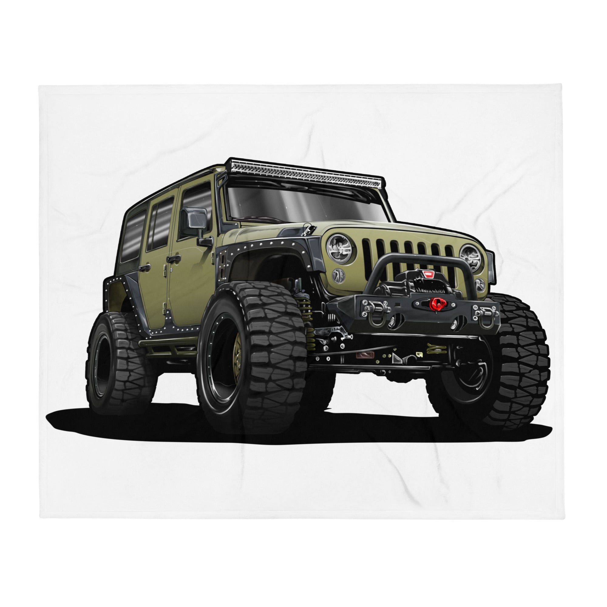 JEEP GREEN SUV CAR THROW BLANKET