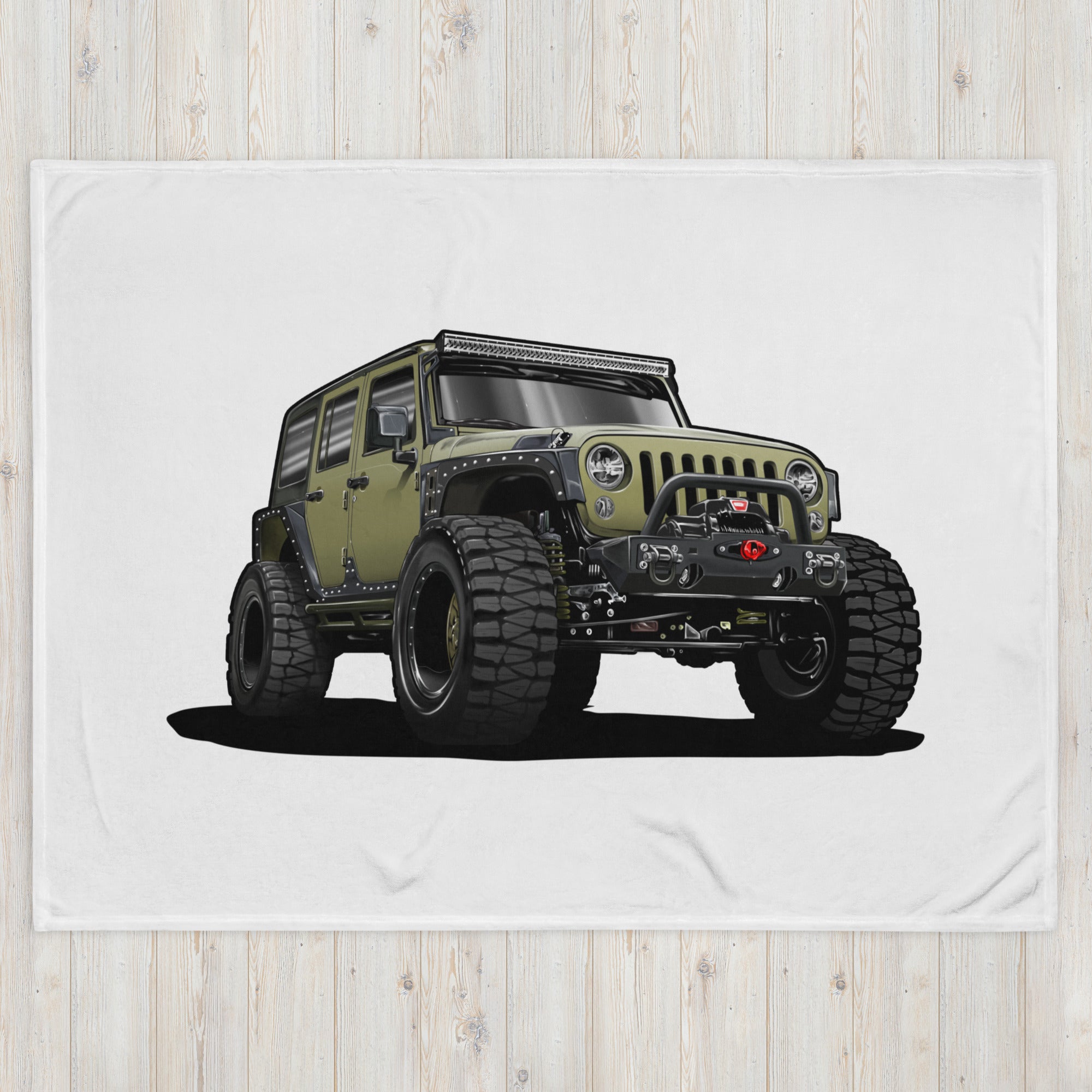 JEEP GREEN SUV CAR THROW BLANKET